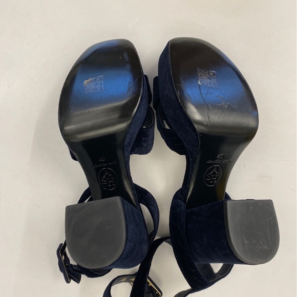ASH || Boom Velvet Croc Embossed Platform Sandals Heels Midnight Navy 40 - Picture 9 of 11